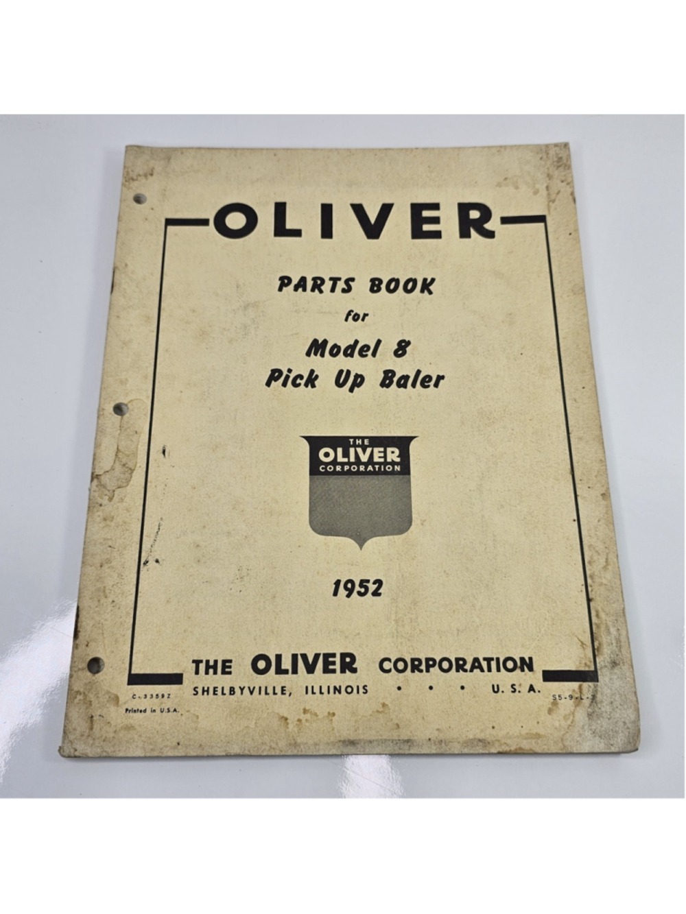 1952 Oliver Model 8 Pick Up Baler Parts Book Manual C-3359Z Original